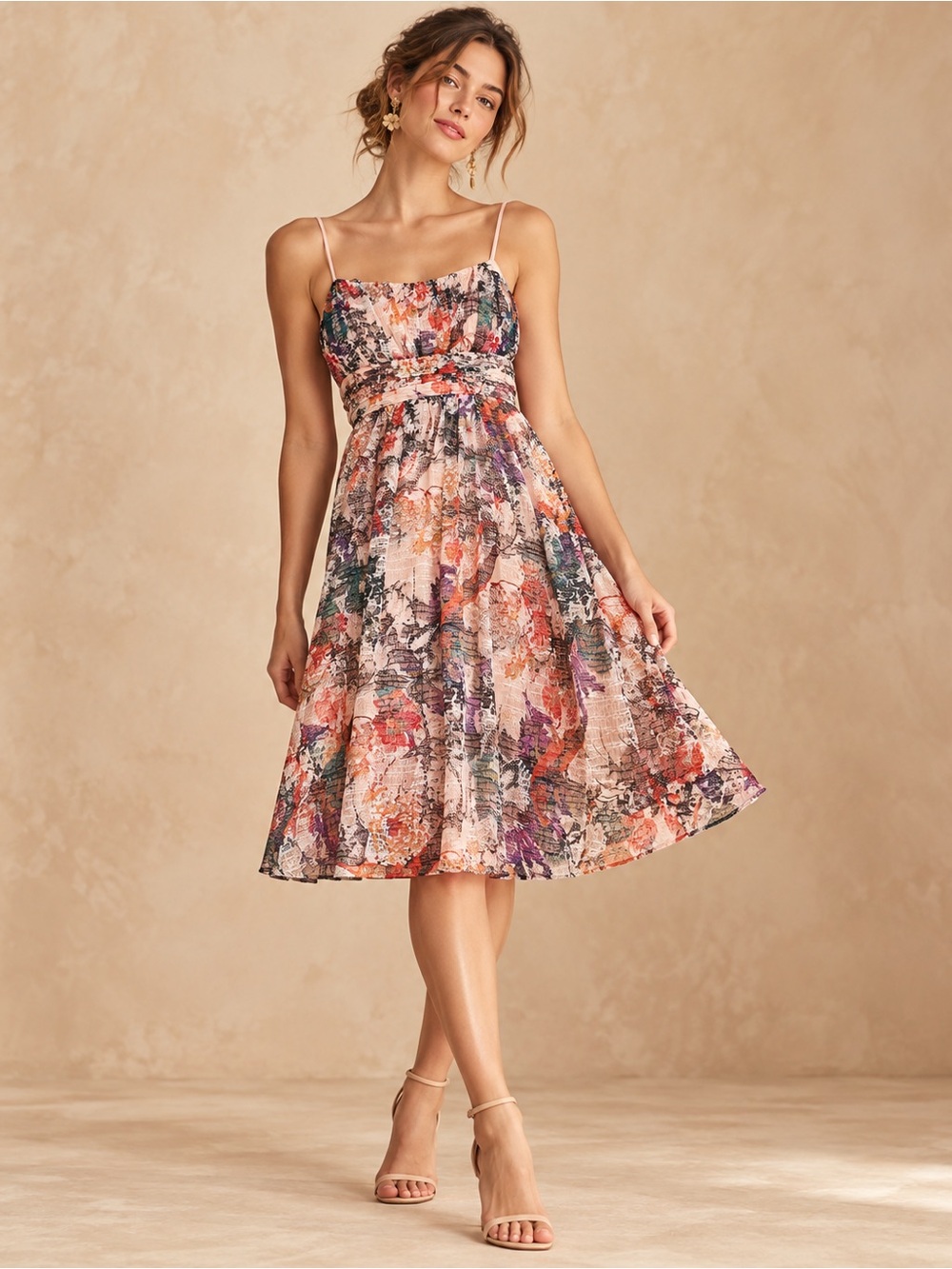 NWT | Maeve x Anthropologie | Abstract Print Ruched Midi Dress - Size 4
